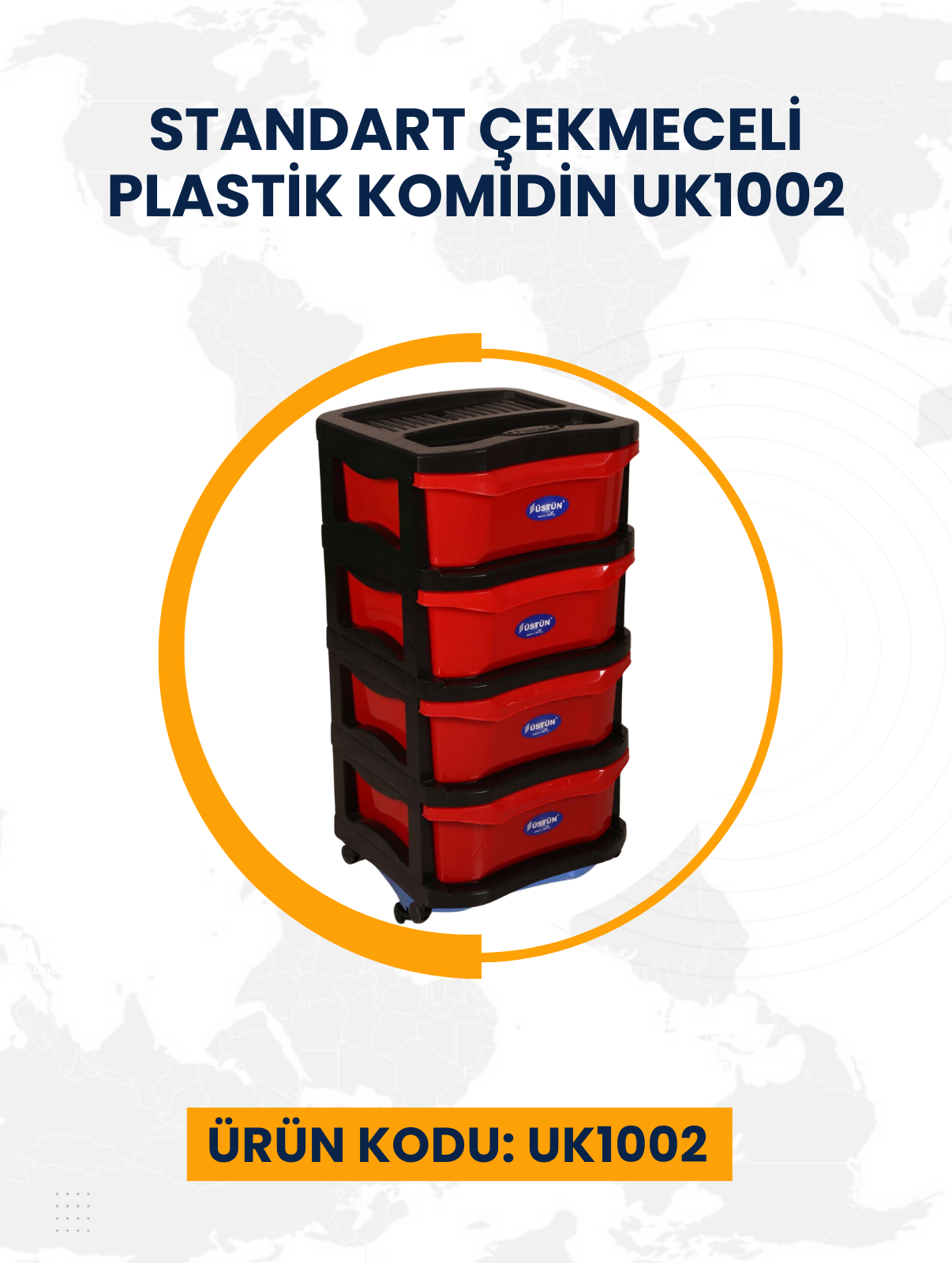 Standart Çekmeceli Plastik Komidin UK1002