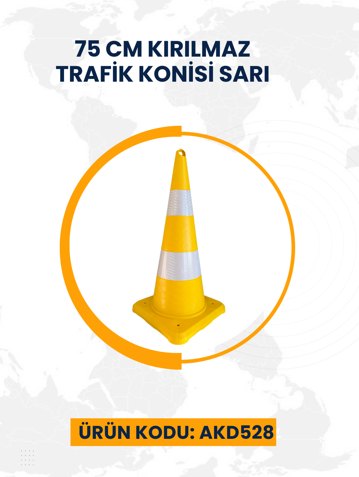 75 Cm Kırılmaz Trafik Konisi Sarı
